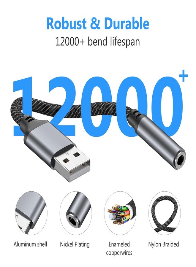 Vanjua 3 Pack USB to 3.5mm Audio Jack Adapter, USB A to 3.5mm TRRS 4-Pole Female External Sound Card Converter for Headphones/Laptop/Mac/Desktops/Linux/PS4/PS5/PC and More Devices (Black) - Image 3