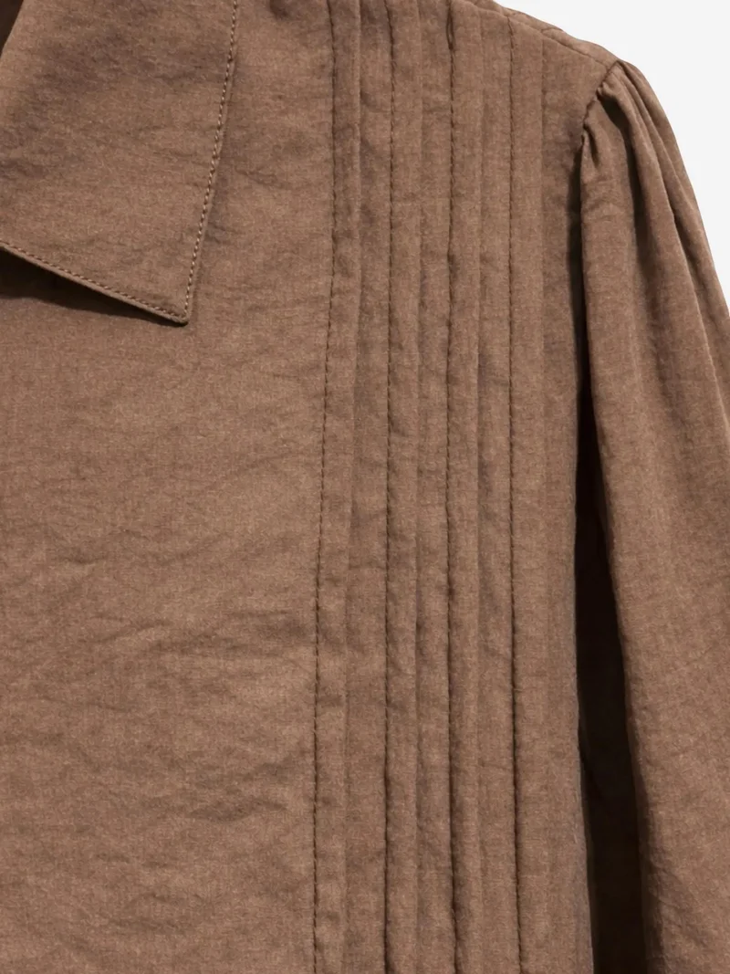 ميكسراي MIXRAY Textured Ribbed Long Sleeve Button-Up Shirt
