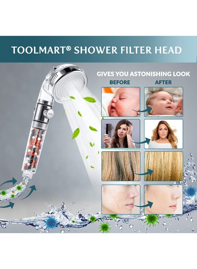 Chabeia Filtered Shower Head for Hard Water with Stop, High Pressure 3-Mode Shower Heads Built-in Power Spray to Clean Corner, Tub & Pets, Water Softener Handheld Shower to Remove Chlorine & Fluoride - Image 5