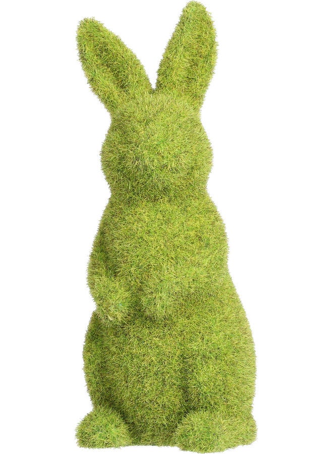 Flocking Bunny Rabbit Sculpture Dark green 24x10x11cm - Image 1