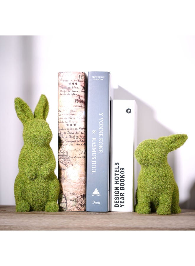 Flocking Bunny Rabbit Sculpture Dark green 24x10x11cm - Image 5