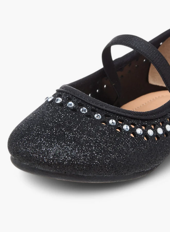 Flora Bella By Shoexpress Embellished Ballerina Shoes with Elastic Closure