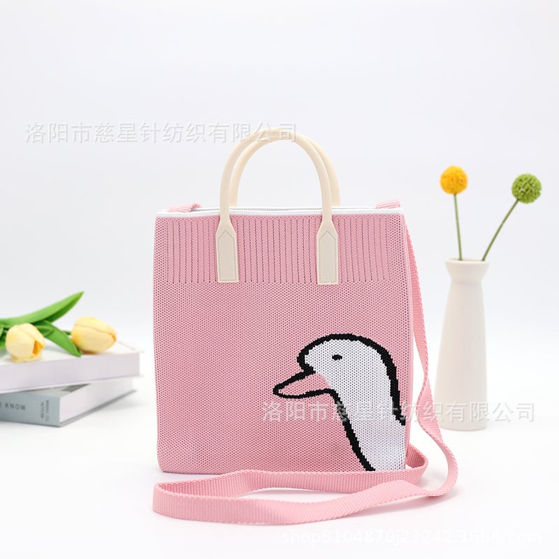2025 Large Handheld Shoulder Tote Bag Crossbody Knitted Bag Casual Fashion Small Fresh Cute Mobile Phone Bag - Image 4