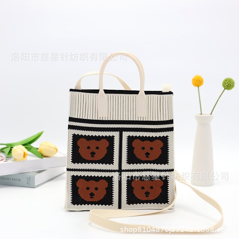 2025 Large Handheld Shoulder Tote Bag Crossbody Knitted Bag Casual Fashion Small Fresh Cute Mobile Phone Bag - Image 1