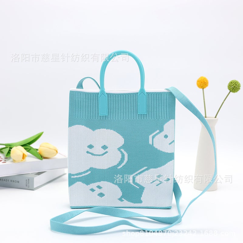 2025 Large Handheld Shoulder Tote Bag Crossbody Knitted Bag Casual Fashion Small Fresh Cute Mobile Phone Bag - Image 5