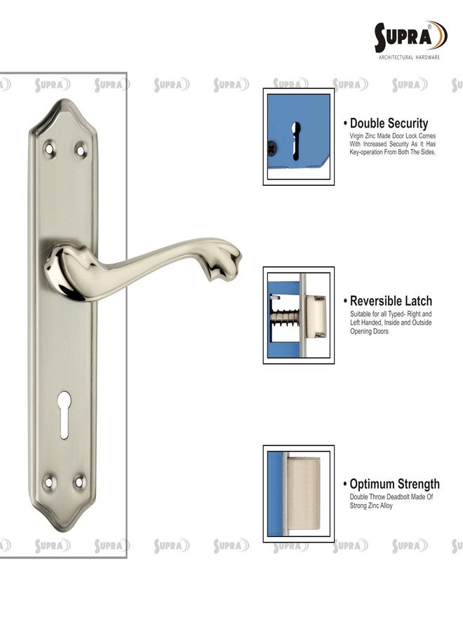 SUPRA Ultra Strong Mortise Door Lock Set for Main & Internal Door in Residential & Commercial Spaces, SL42 Glossy Stainless Steel Wave Handles, Double Security Lock with Both Side Key Operation - Image 4