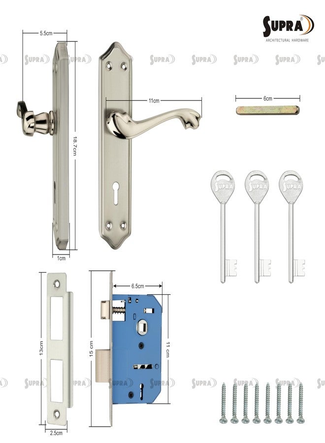 SUPRA Ultra Strong Mortise Door Lock Set for Main & Internal Door in Residential & Commercial Spaces, SL42 Glossy Stainless Steel Wave Handles, Double Security Lock with Both Side Key Operation - Image 3