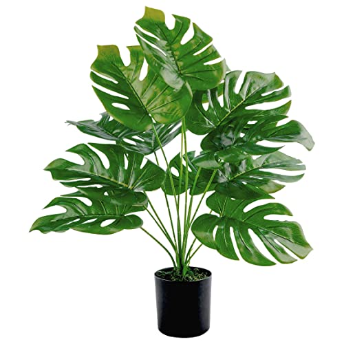 Toopify 19" Large Fake Plants Artificial Palm Tree in Pot for Indoor and Outdoor Home Office Decor - Image 1