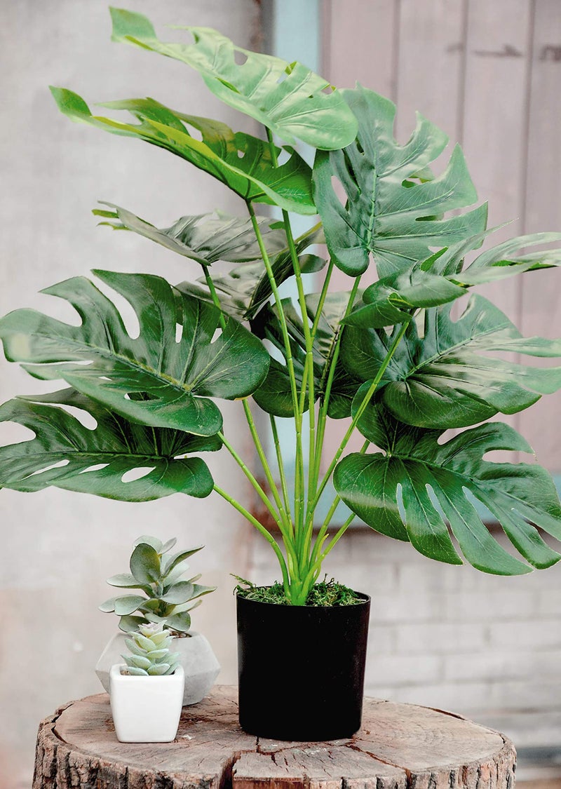 Toopify 19" Large Fake Plants Artificial Palm Tree in Pot for Indoor and Outdoor Home Office Decor - Image 4