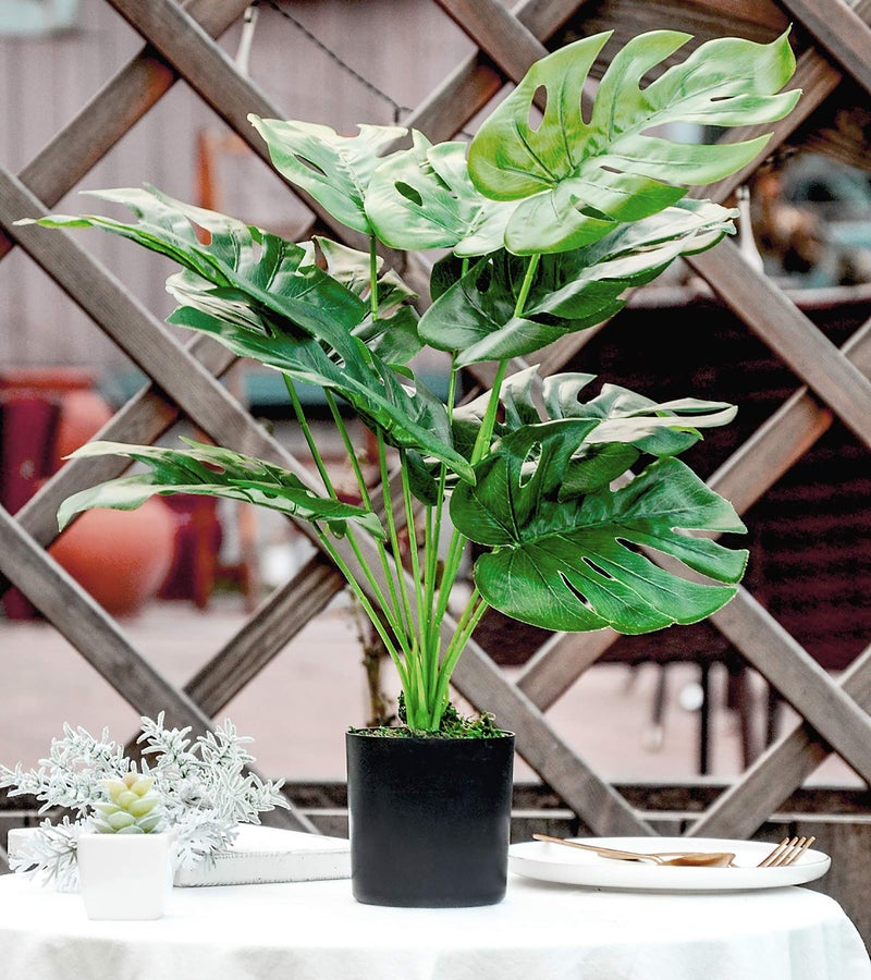 Toopify 19" Large Fake Plants Artificial Palm Tree in Pot for Indoor and Outdoor Home Office Decor - Image 5