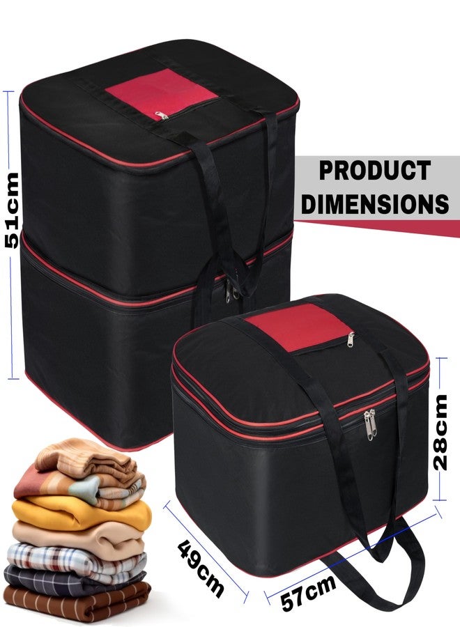 ستوريت حقيبة تخزين كبيرة جدًا قابلة للتمدد من النايلون المقاوم للرطوبة من ستورايت، عبوة من قطعتين، سعة 142 لتر، شديدة التحمل، للملابس/البطانيات/ملاءات السرير/الألعاب/القرطاسية، مستطيلة الشكل (أحمر/أسود، 57 × 49 × 51 سم). - Image 2