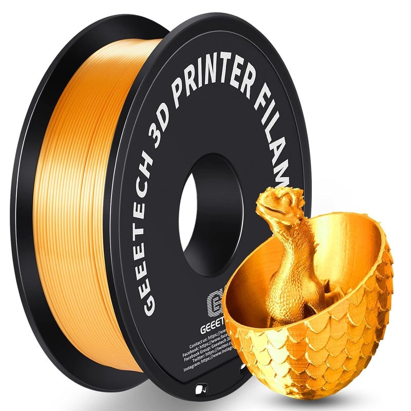 Geeetech Bundle Silk PLA Filament 1.75mm for 3D Printer, Metal-Like Shiny 3D Filament, 3 Spools Pack, 0.5kg/Spool, Dimensional Accuracy +/- 0.02 mm, Metallic Silver+Copper+Gold - Image 3