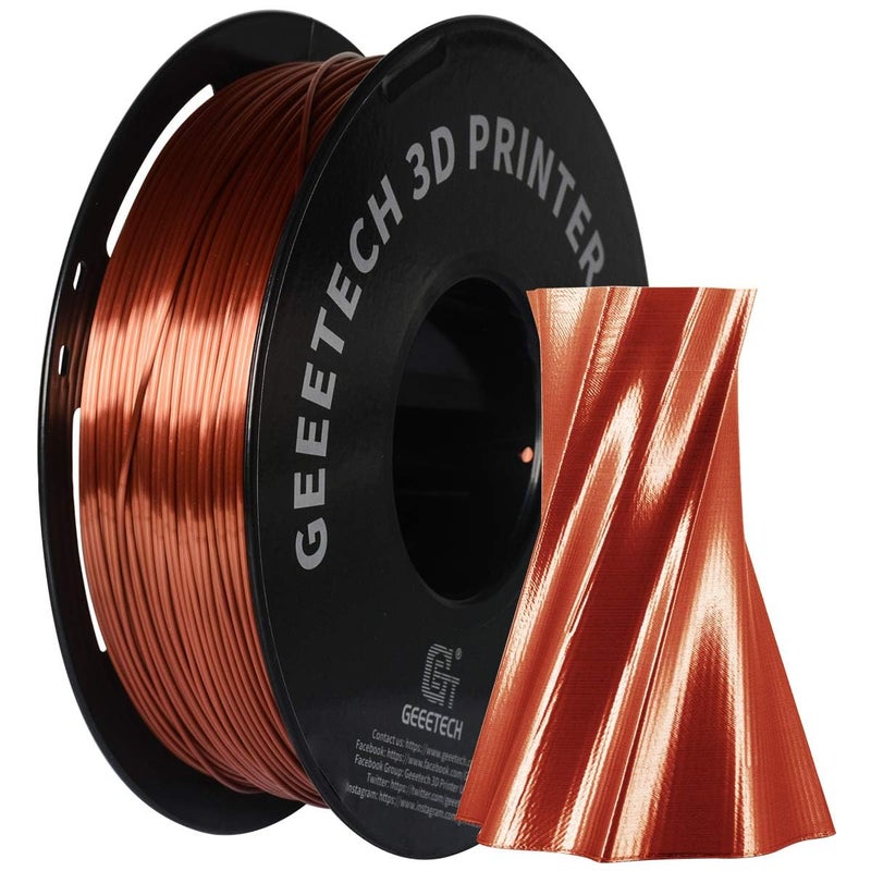 Geeetech Bundle Silk PLA Filament 1.75mm for 3D Printer, Metal-Like Shiny 3D Filament, 3 Spools Pack, 0.5kg/Spool, Dimensional Accuracy +/- 0.02 mm, Metallic Silver+Copper+Gold - Image 4