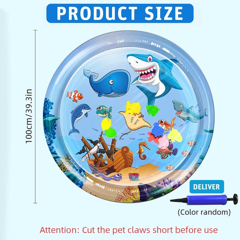 Qpets® ® Cat Water Bed Mat, Summer Cooling Pet Bed with Air Pump, Anti-Scratch Thicken PVC, Built-In Fish Ornaments for Interactive Toy Play for Indoor/Outdoor (Repair Subsidy) - Image 2