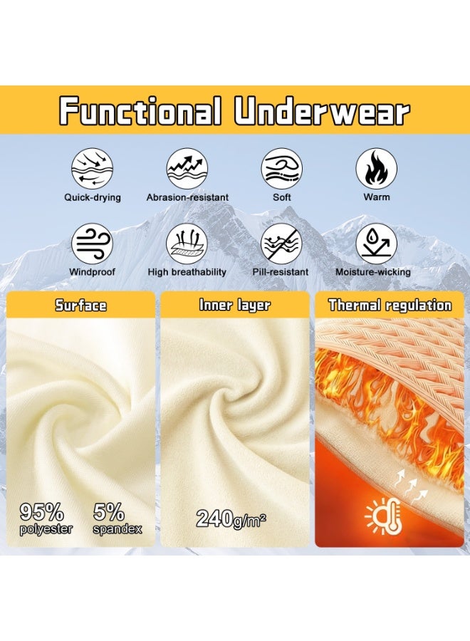 ناكسي فلاي طقم ملابس داخلية حرارية للأطفال، داخلي مصنوع من الفليس الناعم الخفيف الوزن، ملابس داخلية حرارية للأطفال الصغار، طبقات أساسية للأطفال للتزلج، طقم ملابس داخلية حرارية للأولاد والبنات (بيج) - Image 4