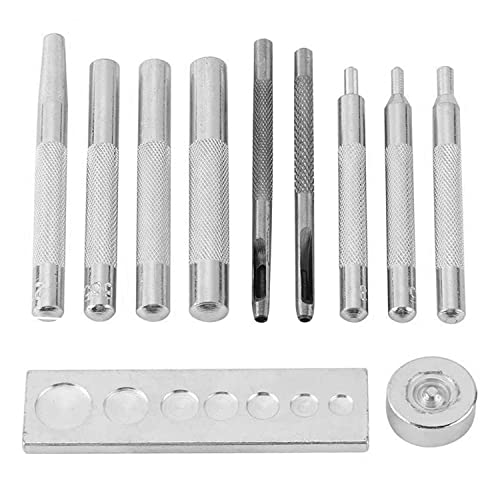 MIATTCLD 11pcs Punch Tool Punch Snap Kit, Leather Craft Snap Fastener Setter Rivet Setting Round Hole Punch Die Tools for Punch Hole and Install Rivet Button (Rivet Setter with Base) - Image 1