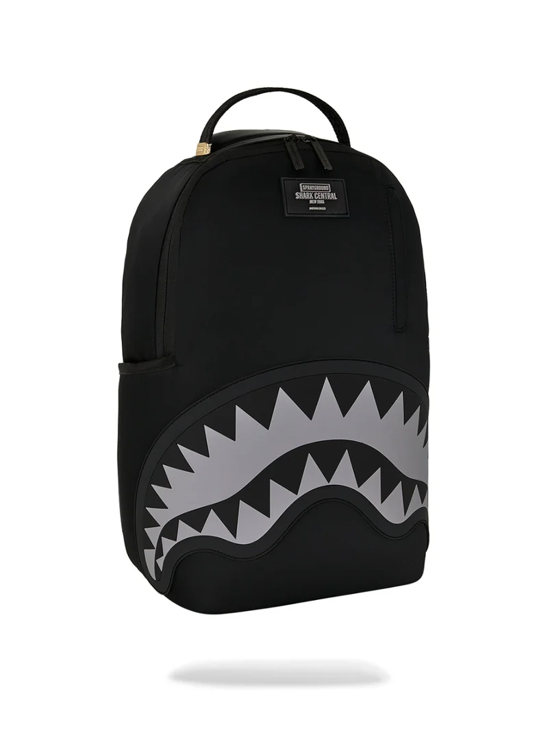 Sprayground SHARK CENTRAL BLACK NYLON GRAY EMBOSSED DLXS BACKPACK