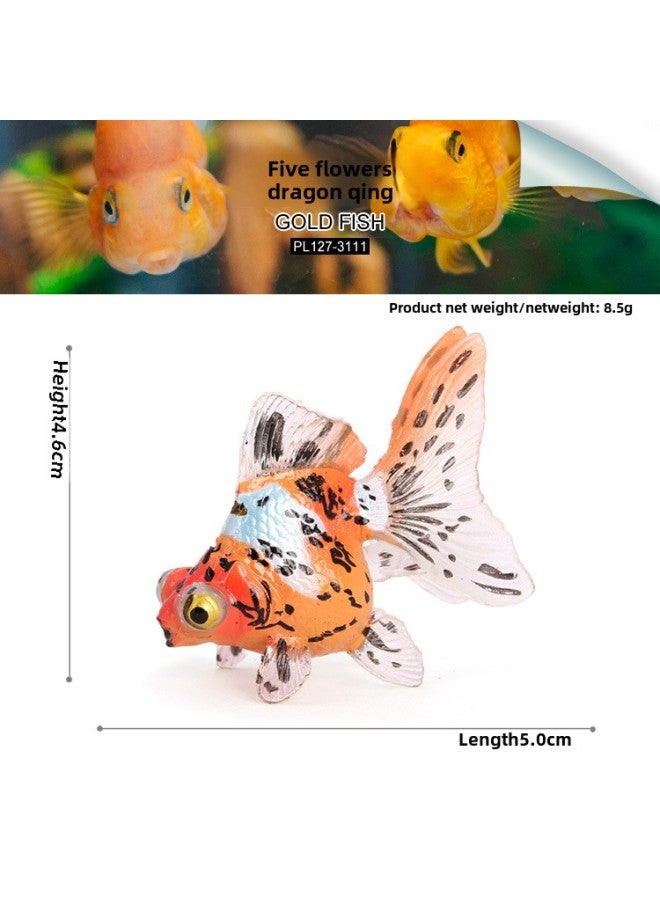 Children's Cognitive Simulation Goldfish Solid Marine Animal Model Crane Top Red Blister Eye Fish Tank Ornaments Bath Toys-Color:PL127-3111 Five Flowers With The Eyes - Image 1