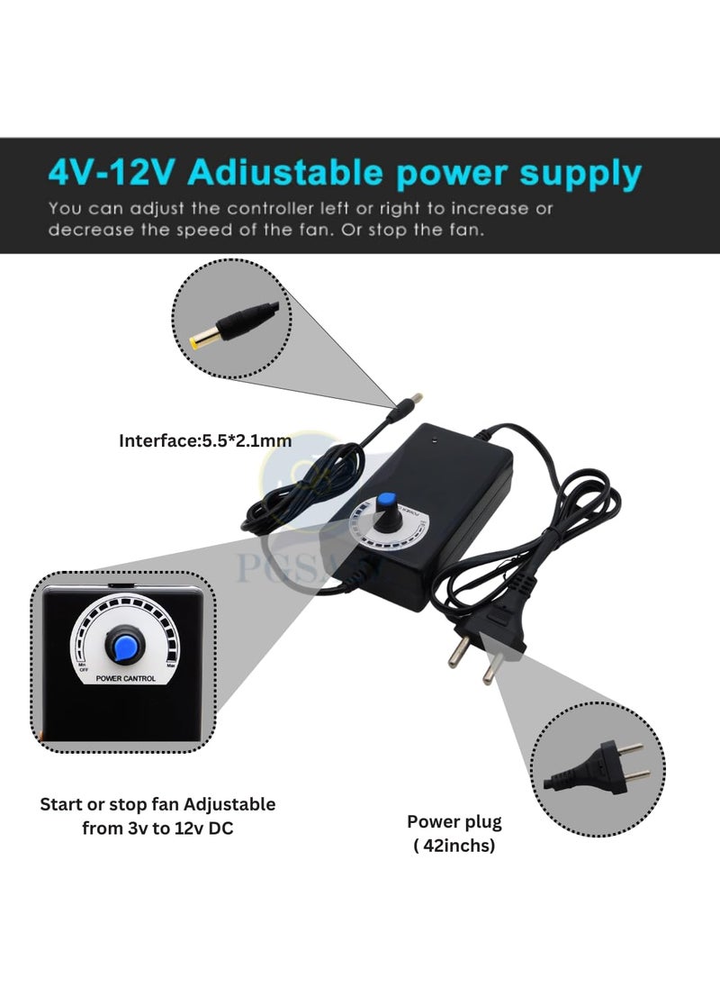 PGSA2Z PGSA2Z 120mm x 32mm Blower Centrifugal Fan 110V 220V AC Powered Fan with Speed Controller 4V to 12V DC Dual Ball High Airflow for Receiver DVR Xbox Modem AV Cabinet Cooling  - Image 4