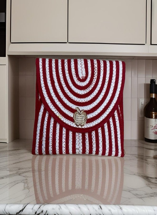Rosslyn Jute Cotton Handicraft Casual and Stylish Handknitted Jute Handbag For Women Handheld Bags - Maroon - Image 3