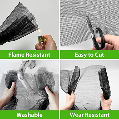Ouskr Replacement Window Screens, 48X118 Inch Durable Window Screen Mesh for Patio Porch Door Windows, DIY Adjustable Fiberglass Screen Repair Kit Sliding Net Roll Pet, Black by Ouskr - Image 5