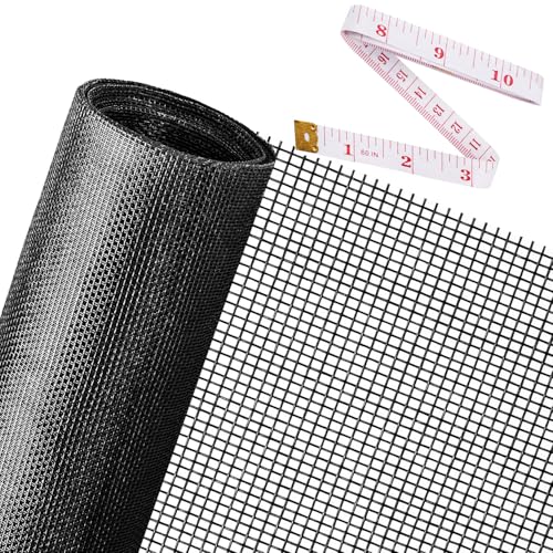 Ouskr Replacement Window Screens, 48X118 Inch Durable Window Screen Mesh for Patio Porch Door Windows, DIY Adjustable Fiberglass Screen Repair Kit Sliding Net Roll Pet, Black by Ouskr - Image 1