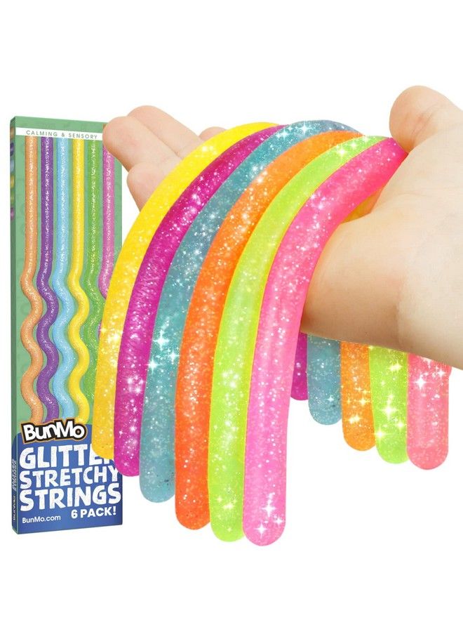 BUNMO Glitter Stretchy Strings 6Pk ; Perfect Sensory Toys For Anxiety & Stress ; Calming Monkey Stretch Noodles ; Focus & Stimulation ; Great Kids Party Favors ; Hours Of Fun For Kids - Image 2