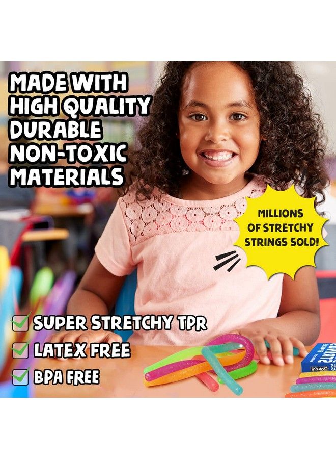 BUNMO Glitter Stretchy Strings 6Pk ; Perfect Sensory Toys For Anxiety & Stress ; Calming Monkey Stretch Noodles ; Focus & Stimulation ; Great Kids Party Favors ; Hours Of Fun For Kids - Image 4