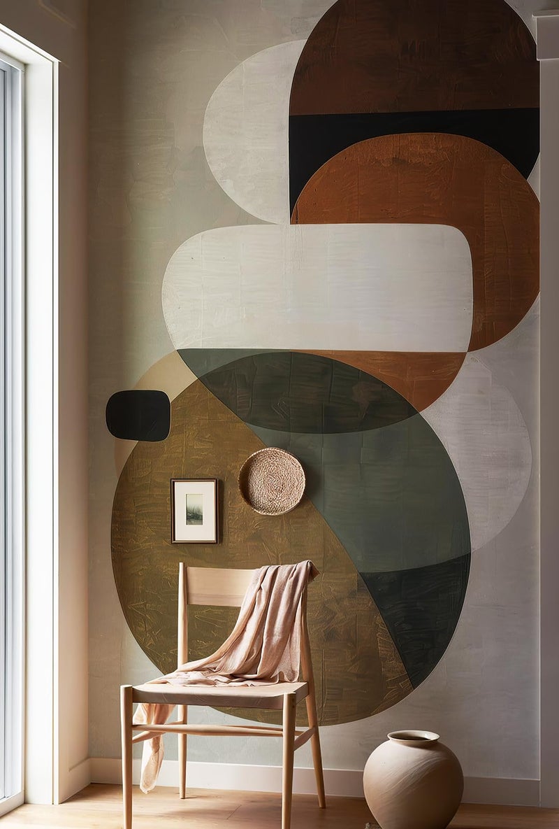 Zeeko Modern Abstract Geometrical Wall Murals Peel and Stick 59" x 110" Mid Century Irregular Line Self Adhesive Removable Wallpaper for Hallway - Image 3
