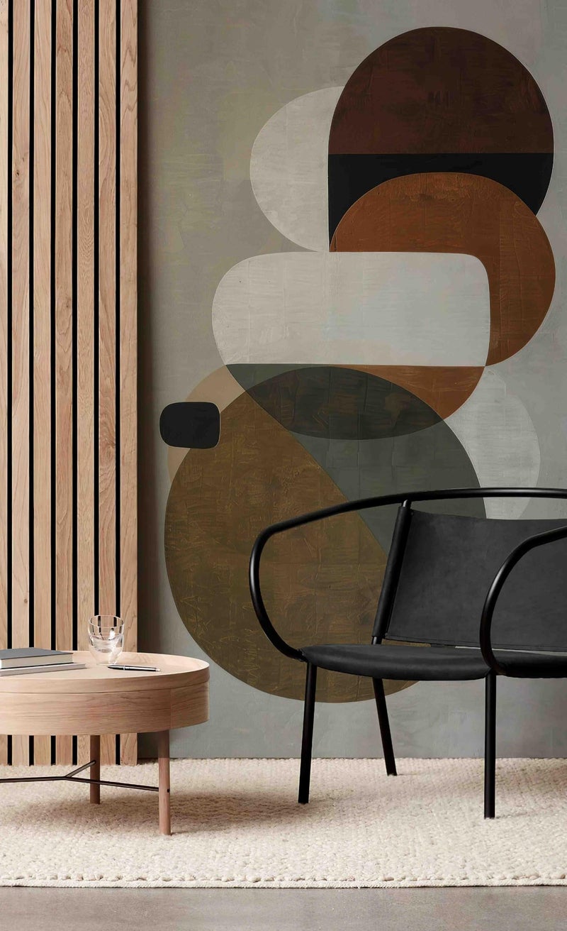 Zeeko Modern Abstract Geometrical Wall Murals Peel and Stick 59" x 110" Mid Century Irregular Line Self Adhesive Removable Wallpaper for Hallway - Image 1