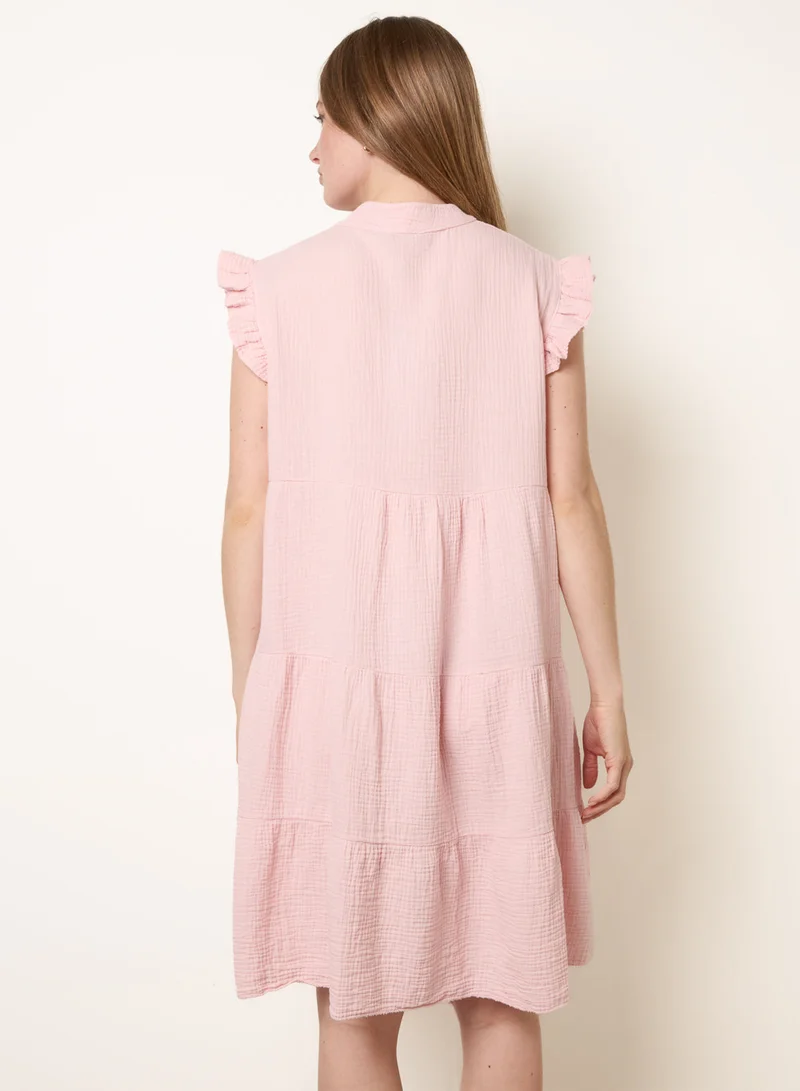 بلو فانيلا Cheesecloth Frill Sleeve Tunic