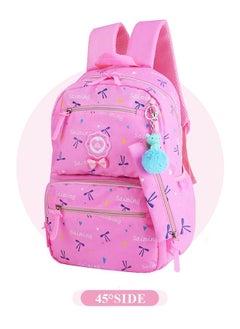 roaiss 3pcs Heart and Bowknot Printed Graphic Cute Functional Backpack Set Schoolbag and Shoulder Bag and Pencil Case with Doll Pendant for Kids/Girls Pink  - Image 4