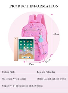 roaiss 3pcs Heart and Bowknot Printed Graphic Cute Functional Backpack Set Schoolbag and Shoulder Bag and Pencil Case with Doll Pendant for Kids/Girls Pink  - Image 2