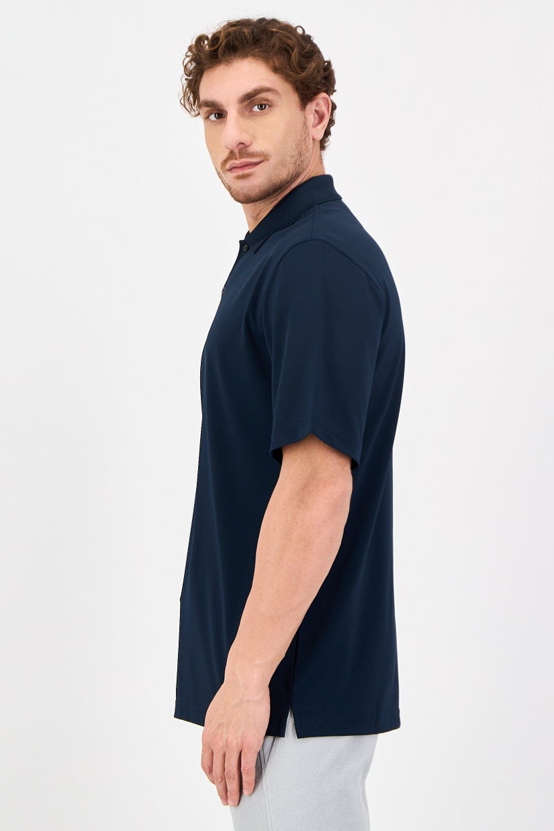 Greg Norman Men Sportswear Fit Short Sleeves Outdoor Polo Shirt, Navy - Image 2