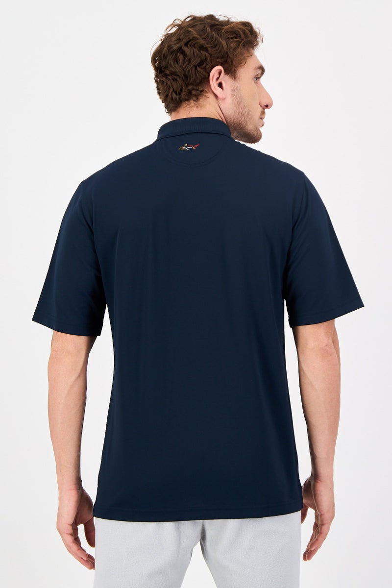 Greg Norman Men Sportswear Fit Short Sleeves Outdoor Polo Shirt, Navy - Image 3