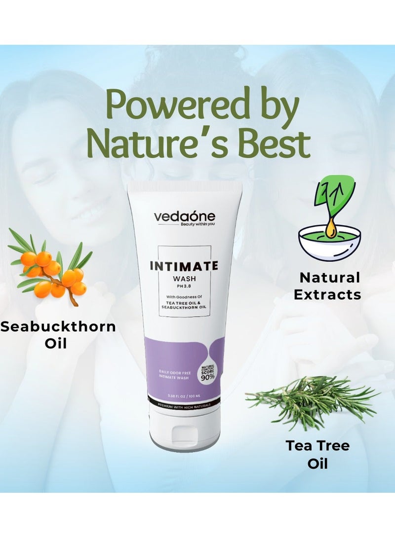 VedaOne Intimate Wash pH 3.8 with Lactic Acid | 100 ML | Enriched with Tea Tree Oil & Seabuckthorn Oil | Prevents Itching, Irritation & Bad Odor | Maintains pH Balance | Intimate Hygiene Wash - Image 5
