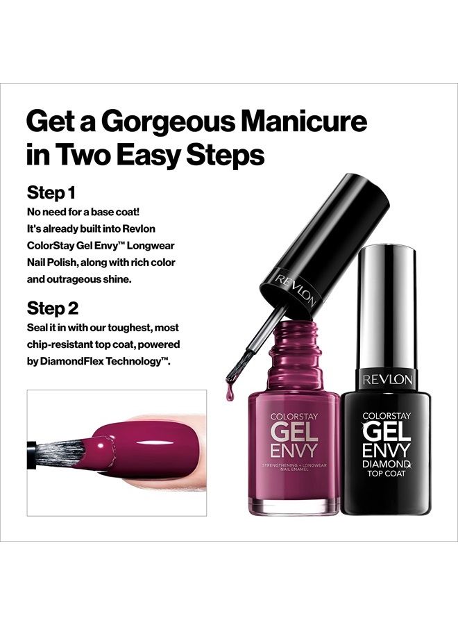 Revlon ColorStay Gel Envy Longwear Nail Enamel, Chip Resistant Diamond Top Coat Nail Polish with Shine, 0.4 fl oz - Image 4