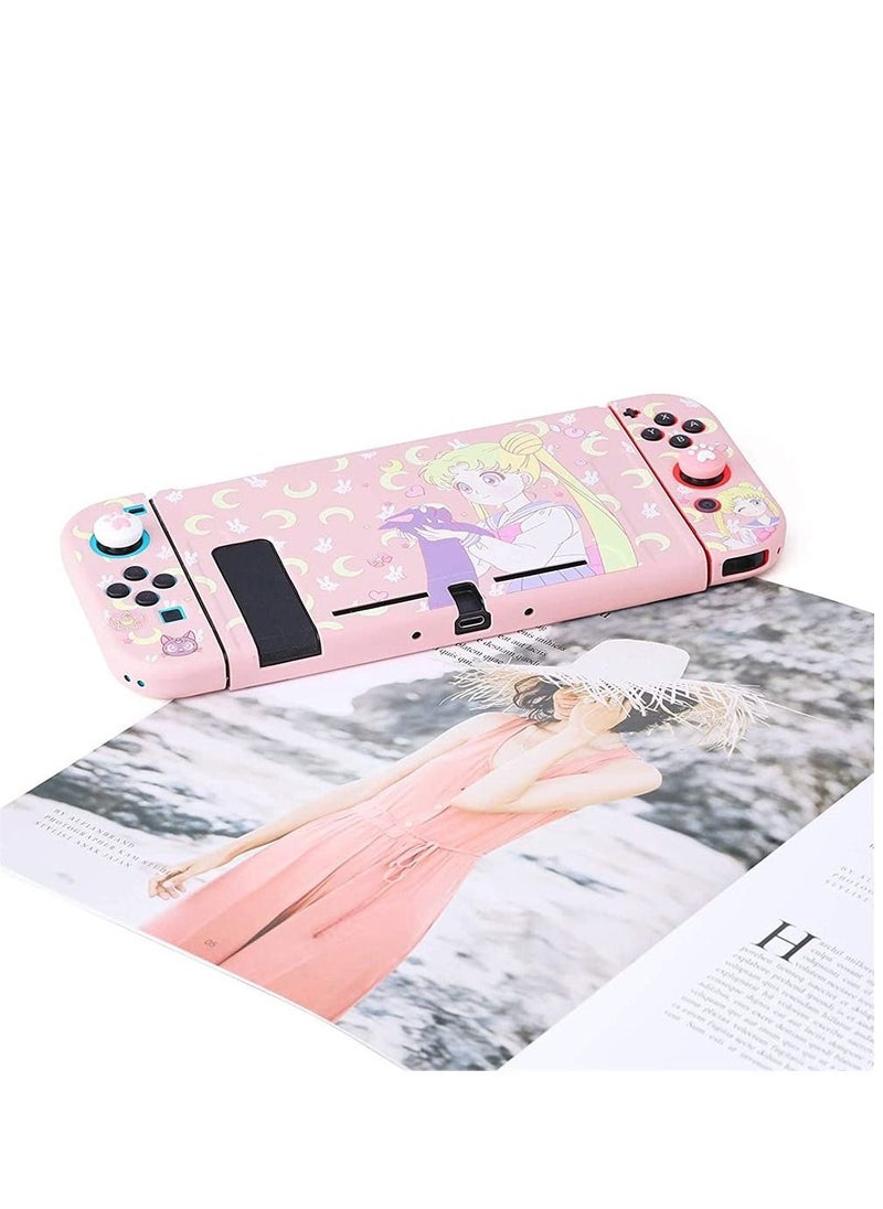 Y&D - Switch Protective Cover,Cute Liquid Silicone Case for Switch, Soft Slim Grip Cover Shell Console and Joy Con, Scratch, Crack Resistant, Easy Install (Sailor Moon) - Image 1