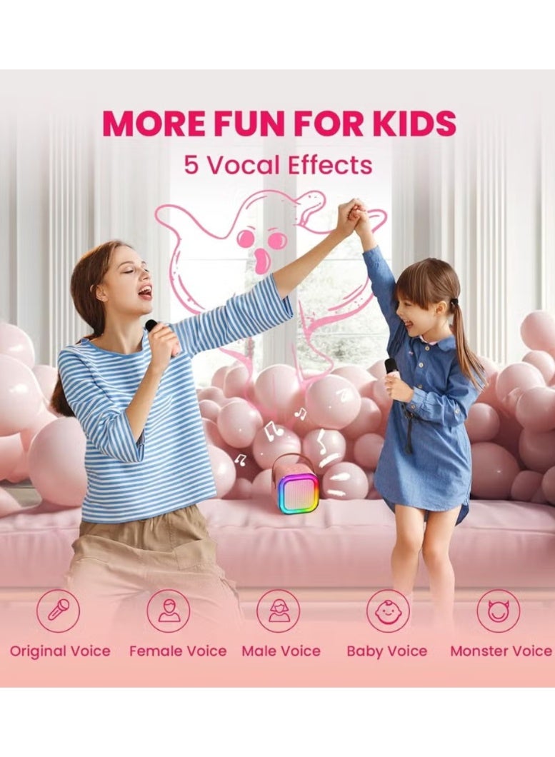 Mini Karaoke Machine with 2 Microphones  Portable Bluetooth Speaker with Voice Effects & LED Lights - Image 5