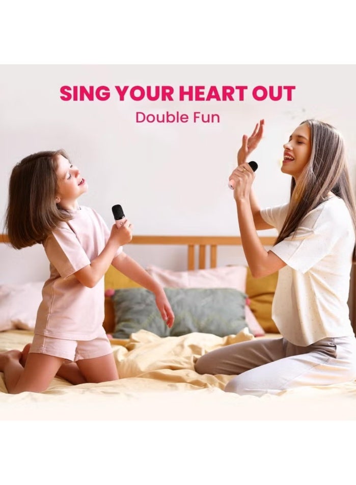 Mini Karaoke Machine with 2 Microphones  Portable Bluetooth Speaker with Voice Effects & LED Lights - Image 2