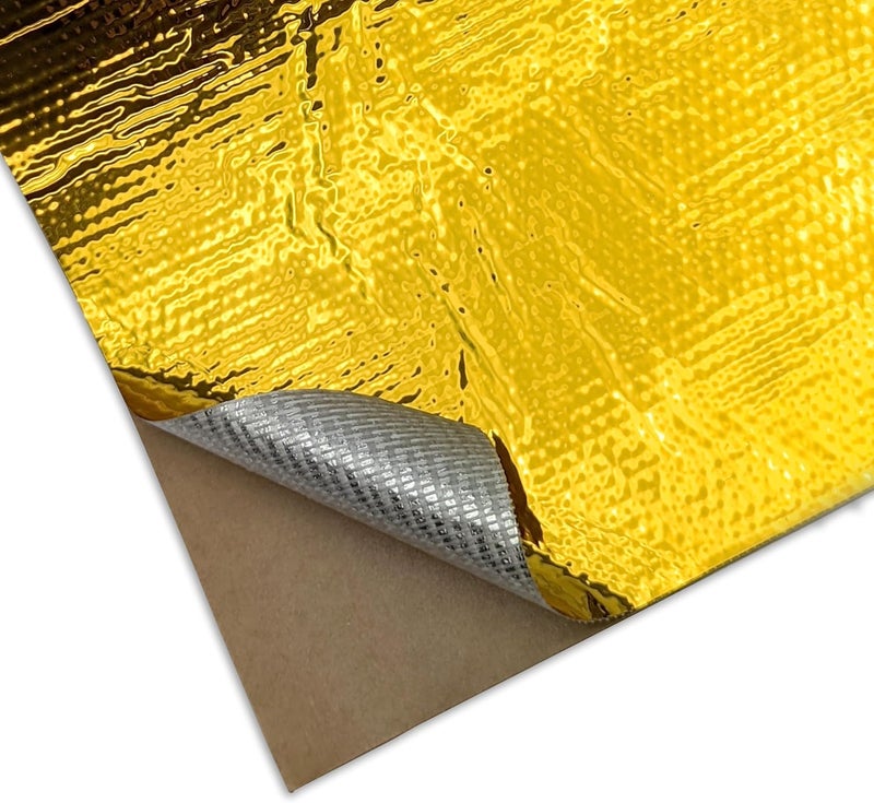 Design Engineering 10066 Reflect-A-Gold 12" x 12" High-Temperature Heat Reflective Adhesive Backed Sheet - Image 1