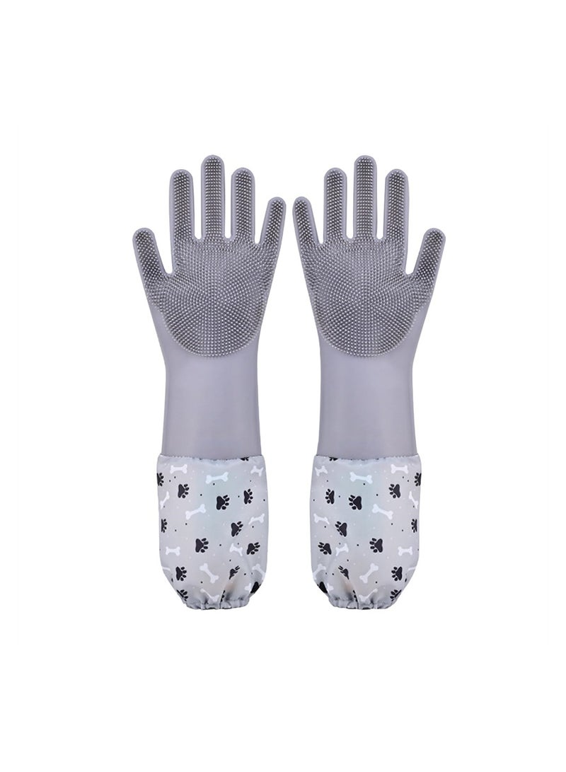 High Density Pet Grooming Gloves for Dogs and Cats Heat Resistant Silicone Five Finger Design for Bathing and Massaging Grey - Image 1