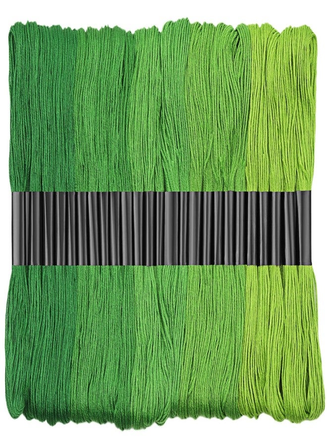 Dercuy 25 Skeins Green Series Cross Floss Stitch Thread, 8m Cotton Embroidery Floss Set with Plastic Bobbins & Needle - Image 1