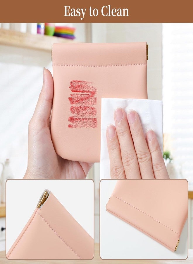 MEIBOOCH 2 Pack Small Makeup Bag for Women, New Organosilicon Super Fiber Leather Mini Cosmetic Bag for Travel, Coin Purse Organizer Storage Pouch (Pink) - Image 4