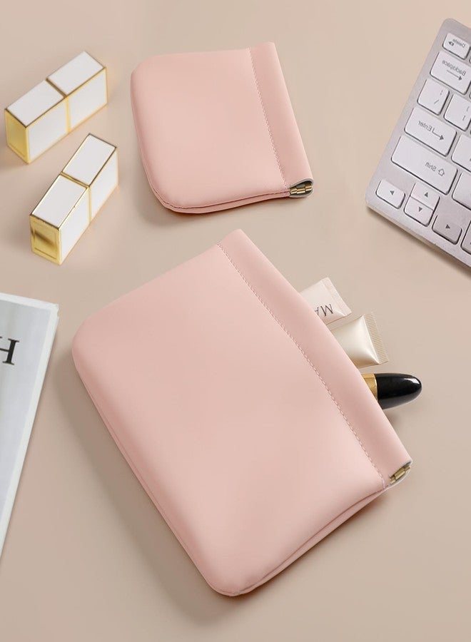MEIBOOCH 2 Pack Small Makeup Bag for Women, New Organosilicon Super Fiber Leather Mini Cosmetic Bag for Travel, Coin Purse Organizer Storage Pouch (Pink) - Image 5