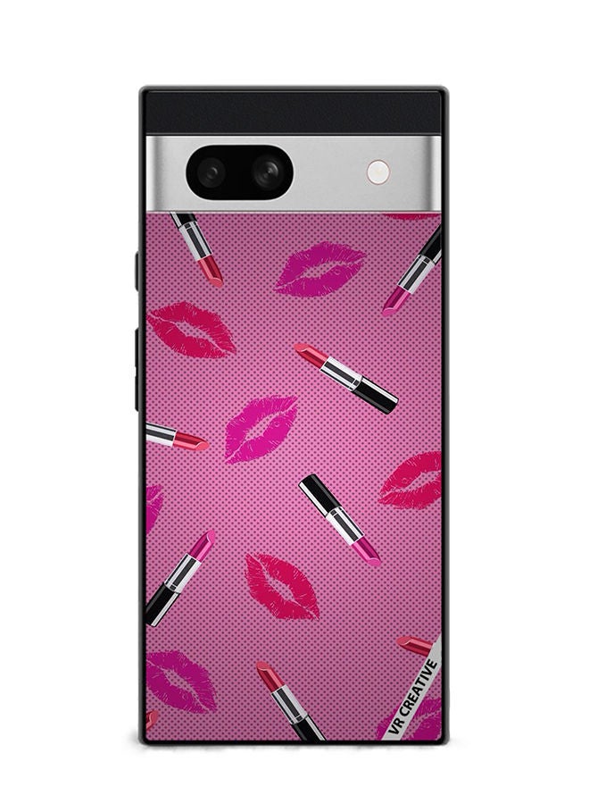 VR CREATIVE Protective Case Cover For Google Pixel 7a Lipstick Tags Design Multicolour - Image 1