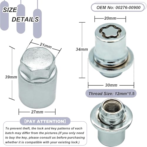 FHRHRY 00276-00900 Wheel Lock Lug Nuts Set M12 x 1.5, Compatible with 2001-2025 Toyota Avalon C-HR Camry Celica Corolla Highlander Matrix Mirai MR2 Prius RAV4 Sienna Solara Tacoma Venza Yaris & Lexus, Chrome - Image 3