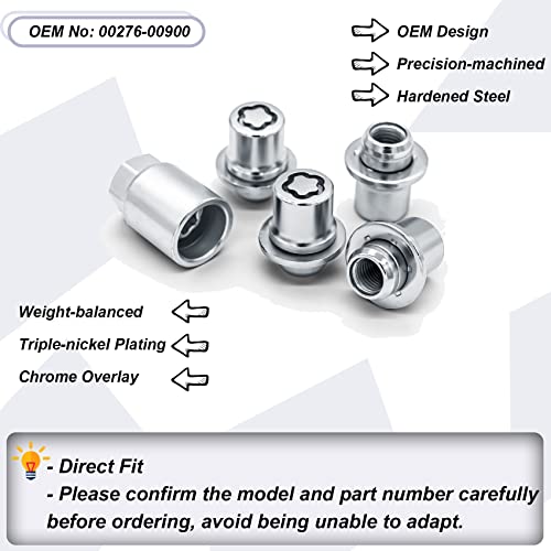 FHRHRY 00276-00900 Wheel Lock Lug Nuts Set M12 x 1.5, Compatible with 2001-2025 Toyota Avalon C-HR Camry Celica Corolla Highlander Matrix Mirai MR2 Prius RAV4 Sienna Solara Tacoma Venza Yaris & Lexus, Chrome - Image 5