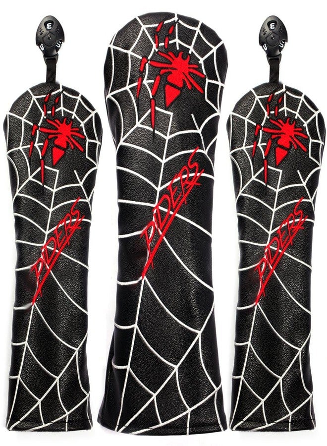 SHABIER PU Leather Spider Embroidery Golf Club Head Covers for Taylormad Driver Fairway Woods Hybird (Black Fairway Cover) - Image 5