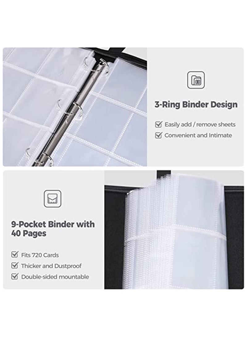 9-Pocket Binder Compatible with Trading Card, 900 Pockets Portable Trading Cards Holder Collector Album with 50 Removable Sheets  - Image 3